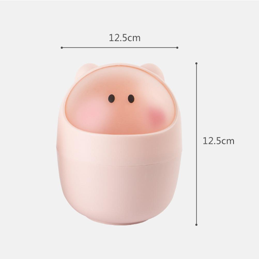 Mini Desktop Trash Can with Flip Lid Small Plastic Waste Bin for Office Home Desk 12.8x16.5cm