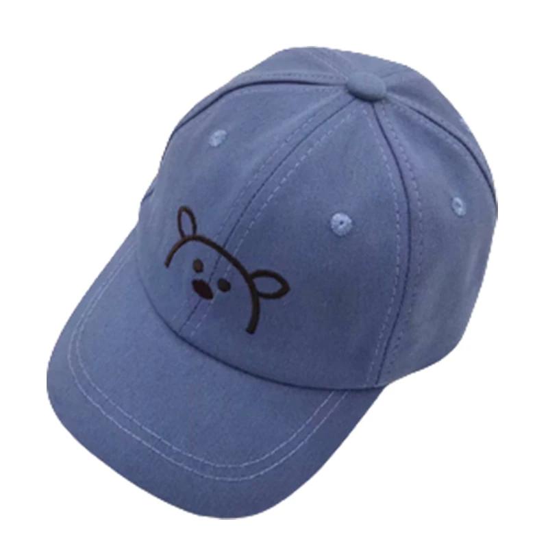 1Pc Children Solid Color Baseball Cap Baby Sun Hats Kids Cotton Breathable Hat Boys Girls Adjustable Caps Cute Bear Embroidered