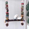 Papageienkäfig Spielzeug Naturholz Kauschaukel Bunter Vogelblock mit Tannenzapfen Für Kleine bis Große Papageien Unterhaltung