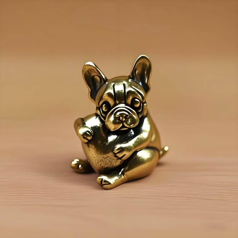 1PCSCollection Statues Desktop   Solid Copper Pug Figurines Feng Shui  Vintage Brass Dogs Ornament Tea Pet Home Decor