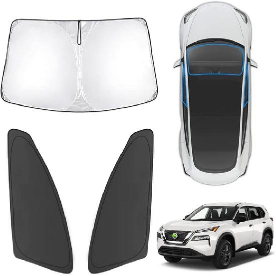 Karltys 3PCS Front And Side Windshield Sun Shade For 2015-2024 2025 Jeep Renegade, Reflective Window Sunshade Fit Renegade, Foldable Sun Shield Sun