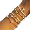 6Pcs Women Bracelet Natural Imitation Pearls Rice Beads Starfish Shell Conch Design Holiday Beach Style Bracelet