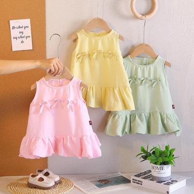 2026 Summer Girls' Bow Lace Sleeveless Tank Dress