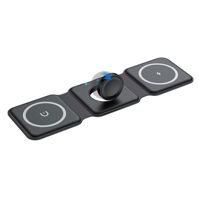 

Зарядная станция 3 в 1 для iPhone 16/15/14/13/12 серии, дорожное зарядное устройство для нескольких устройств для AirPods 3/2/Pro, Apple Watch серии чёрный