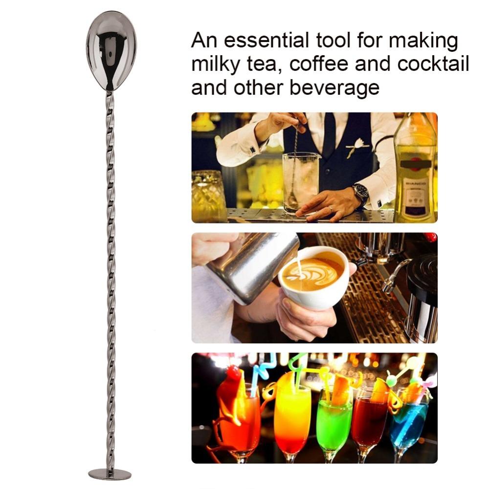 Rustless Steel Stirring Spoon Mirror Polished Long Handle Mixing Spoon Slender Shape Practical Drink Stirring Spoon
