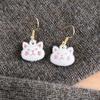 1 par dame øredobber lett flokket katt design dråpe øredobber