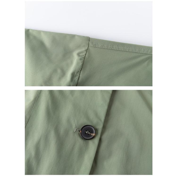 Elegant and Warm Mid-length Women's Coat In Army Green with British Collar and Beads Decoration