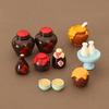 Mini OB11 Retro Wine Jar & Bowl with Wooden Table Dollhouse Accessory