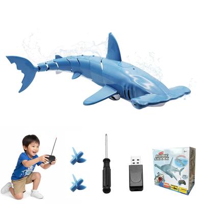 TTFP Shark RC Submarine Toy Swimming Fish 2.4G USB Rechargeable Waterproof Electric Birthday Gift Blue