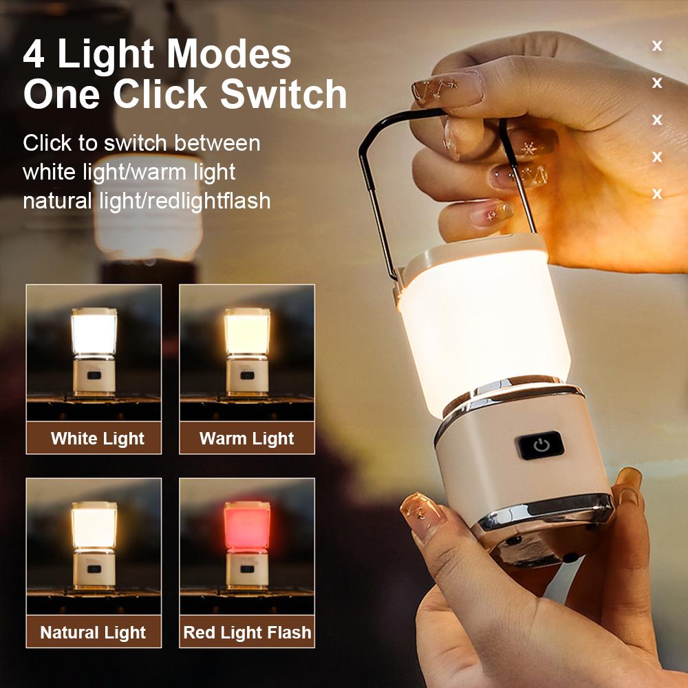 1PC Outdoor Portable Camping Light Retro Atmosphere Light With Handle Type-C Charging Emergency Flashlight