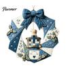 DIY Patchwork Craft Supplies Wreath Kit, Christmas Sewing Seasonal Patterns, Farmhouse Style Crafts Fabric Kit for Adults, Front Door Wall Decor