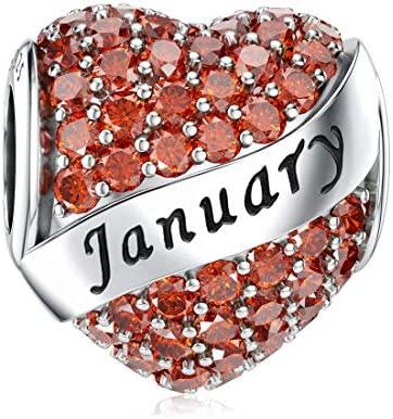 Authentic Copper Plated Twelve Month Birthstone Heart Eternity Decorative Charms Beads Pendant Charm Fit Original Fashion Bracelet For Women Jewelry