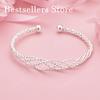 925 Sterling Silver Multi-Layer Braided Open Bangle for Women, Fashionable Party and Wedding Jewelry