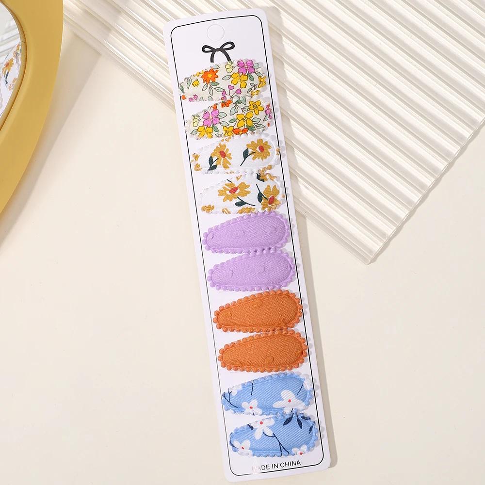 10/20Pcs Mini Print Cotton Alloy Hair Clips Hairpin for Girl Fabric Plaid BB Hairgripes Sweet Headwear Kids Hair Accessories