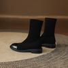 Krazing Po Microfiber Flock Winter Round Toe Size 33 Chelsea Boots Size 43 Zipper High Quality Low Heels Ankle Boots