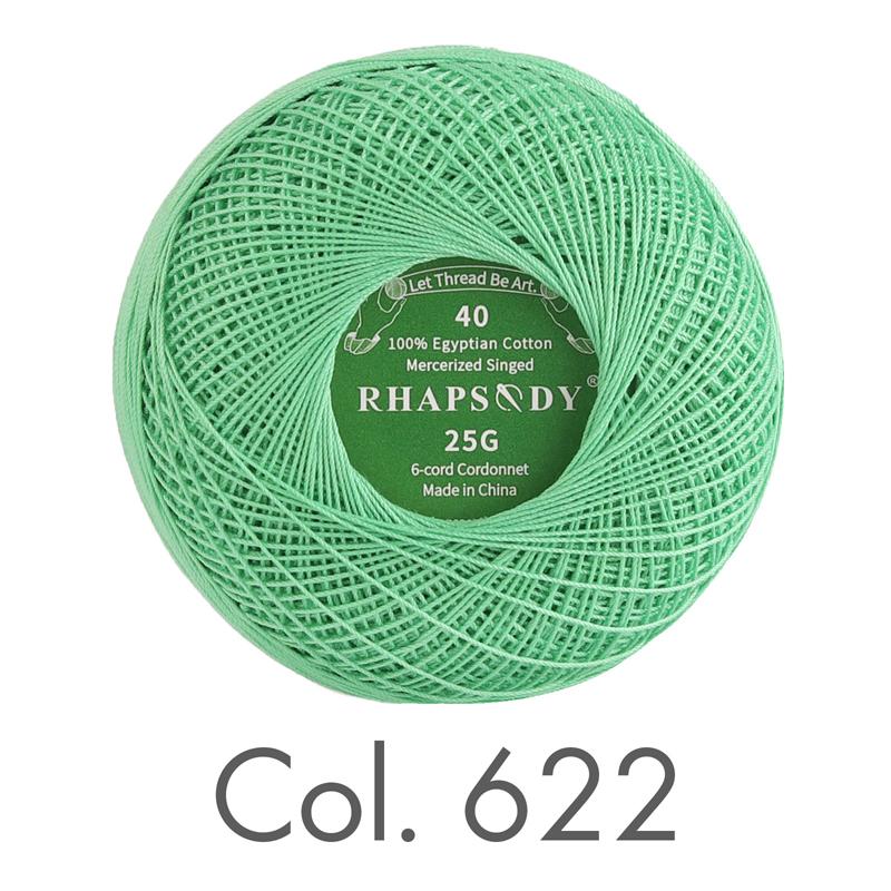 Rhapsody Premium Cotton Crochet Thread Size 40 for Tatting Needlepoint Knitting Bobbin Lace Quilting Sewing Mercerized