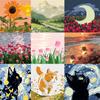 20cm*20cm DIY Filled Hand-painted Oil Paintings Coloring Painting Living Room Decorative Painting Scenery Flowers Coloring Digital Style Oil Painting