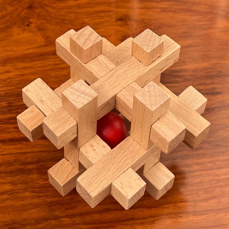 

Детская Монтессори 3D-игра-головоломка Разблокировка игрушек Развивающие игрушки для взрослых IQ Деревянный замок Kongming Замок Luban 7.5cm diameter