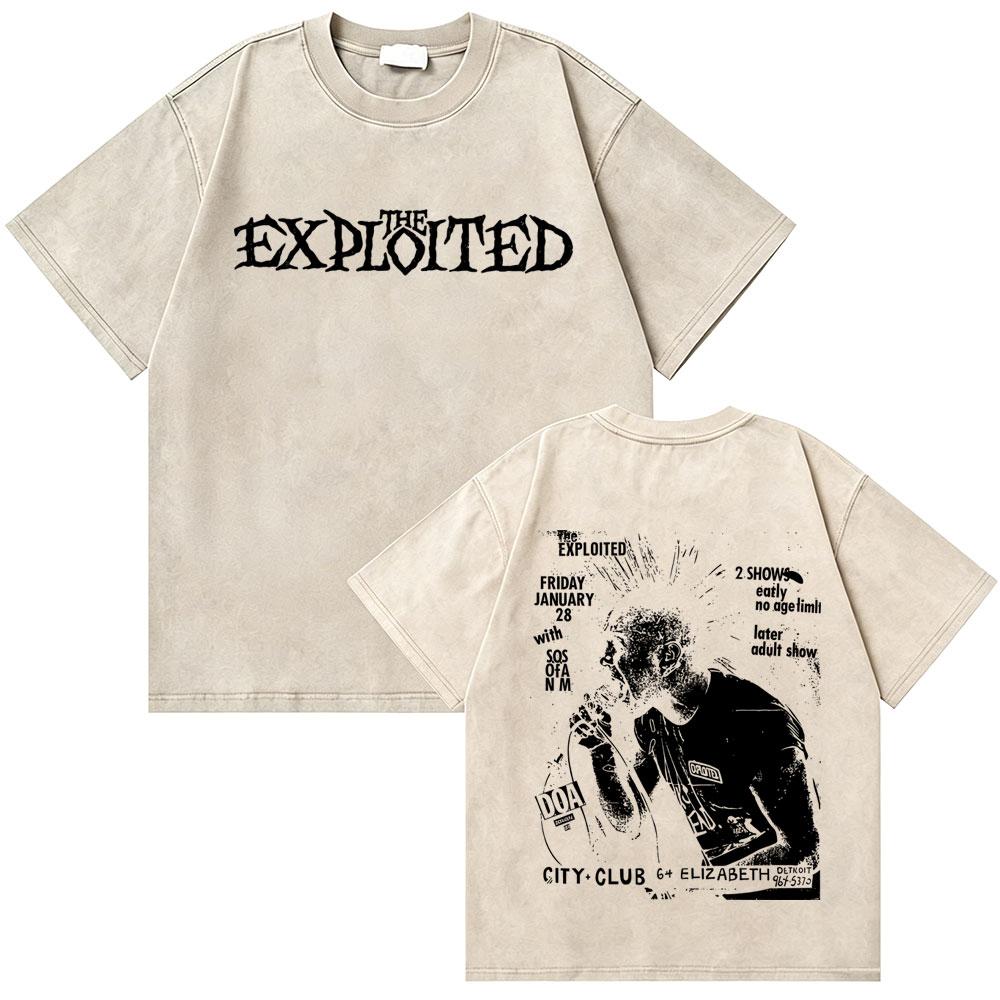 Washed Vintage Rock Band The Exploited Graphic Tshirt Men Women Retro Gothic Punk T Shirts Mens Fashion Oversized Streetwear