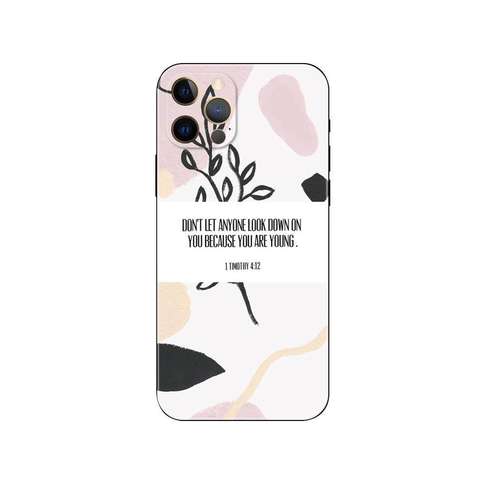 Pouzdro na telefon s biblickým citátem pro iphone 14 5s 2020se 6 6s 7 8 plus x 10 XR XS 11 12 13 mini pro MAX černé tpu zadní kryt