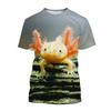 Dier Axolotl 3D Print T-shirt Voor Mannen Dames Zomer Casual Korte Mouw Oversized T-shirts Populair Rond Hals Top Kinder T-shirts