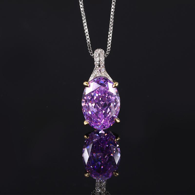 Jewelry Copper Bottom Gold-plated High-carbon Diamond Ice Flower Cut Pigeon Egg Copper Setting Set Female 10 * 14