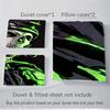 3pcs Neon Green Skull Military Uniform Home Bedding Set-Universal Three-Piece Suit for Bedroom, Guest Room, Living Room, Hotel-Perfect Gift