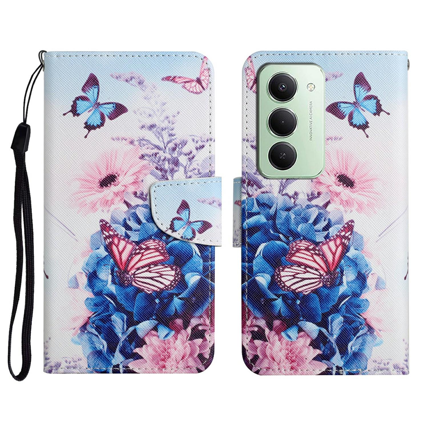

Для Xiaomi Redmi 15 4G (Європа) (171мм) Шкіряний чохол-книжка із захистом та ремінцем на зап ястя з принтом