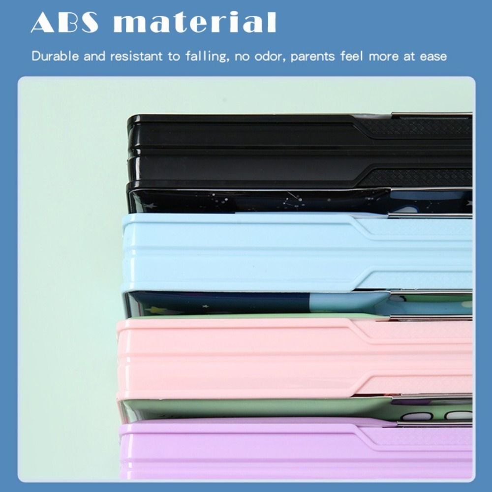 Double Layer Pencil Case With Calculator Pencil Sharpener Stationery Storage Box Plastic Astronaut/Animal Design