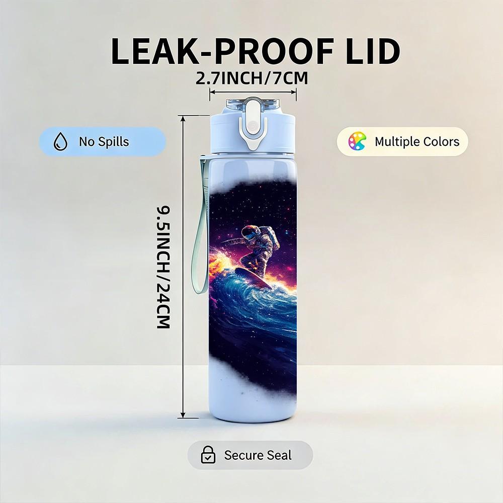1PC Galaxy Nebula Space Cosmic Print 750ml Color Plastic Sports Water Bottle Leakproof Flip Straw Lid Suitable for Sports Office Home Use