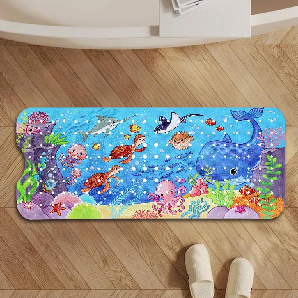 100X40 Extended Bath Mat Environmentally Friendly PVC Bathroom Non- Mat Children's Cartoon Shower Mat