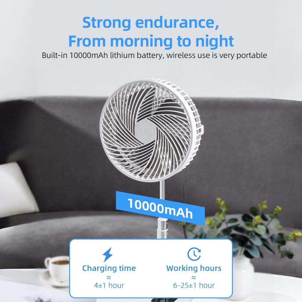 8.3"" Folding Standing Desk Cooling Fan with Remote, Night Light and Touchscreen, Portable Fan