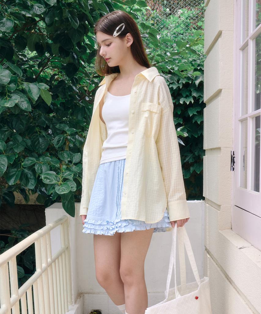 Alkialka Pintuck Frill Skirt (Blue)