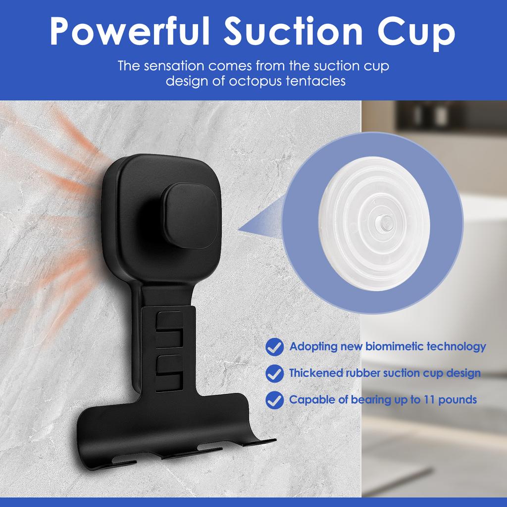 2Pcs Stainless Steel Suction Cup Shaver Holder Washroom Wall Mounted No Drilling Detachable Bathroom Shaver Hook Organizer