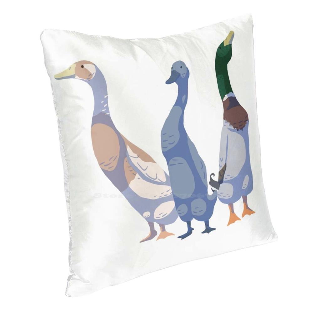 Runner Duck Trio Throw Cushion Pillow Cover Pillowcase Funny Duck Runner Ducks Indian Runner Duck Three Ducks Waterfowl Farm