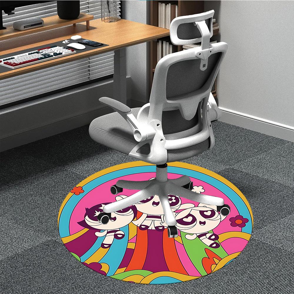 1pc Powerpuff Girls Office Round Area Rug, Under Office Chairs Bedroom Living Room Home Decor  A1022277