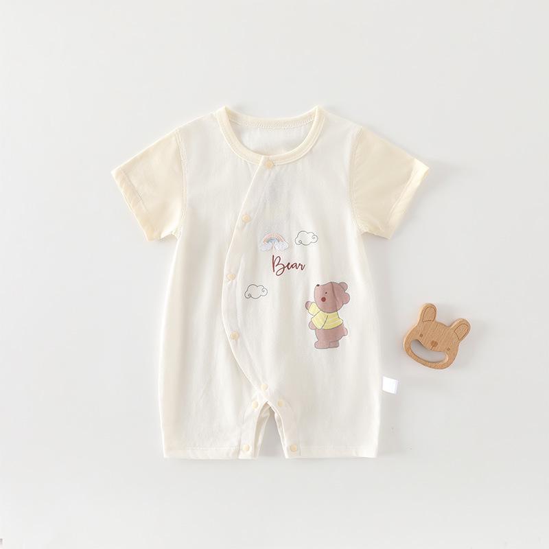 A-Class Pure Cotton Baby Romper: Summer Short Sleeve Crawling Suit for Newborn Boys & Girls
