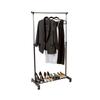 Portable Rolling Garment Rack Adjustable Height Clothes Organizer with Base Shelf Safety Lock Ideal Home and Travel