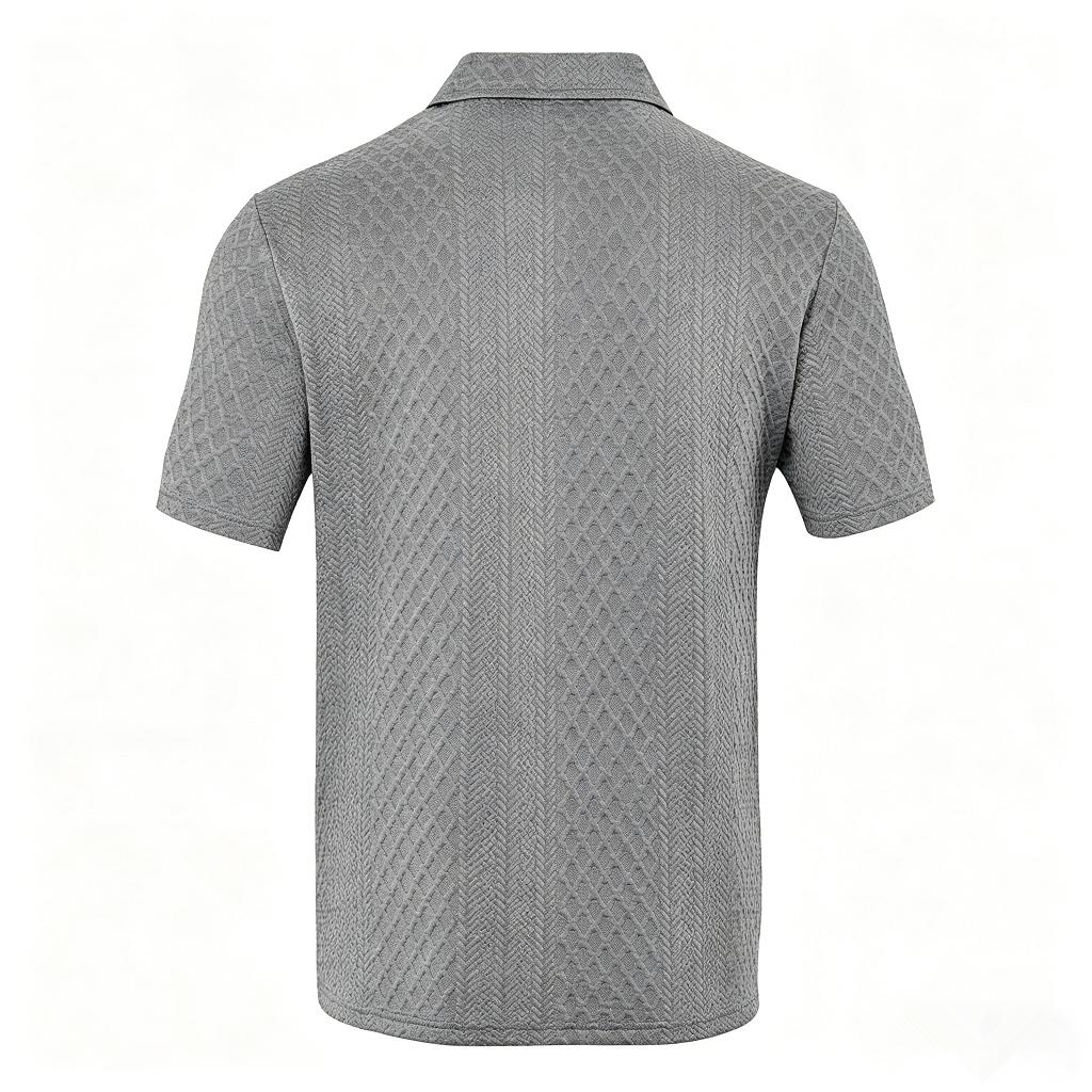 European and American Men's Summer Thin, Loose, Breathable, Casual Solid Color Jacquard Lapel Short Sleeved Polo Shirt for Men