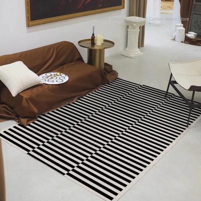Simple Black Stripe Living Room Decoration Carpet Ins Nordic Bedroom Bedside Plush Non-slip Mat Luxury Study Cloakroom Soft Rug