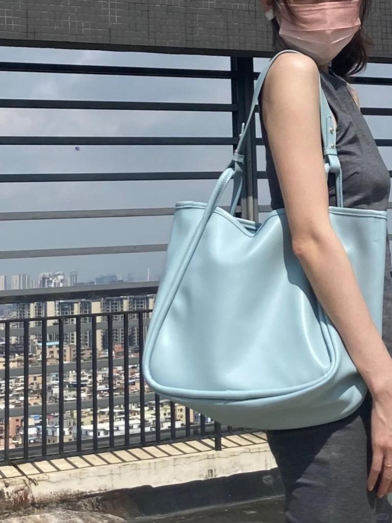 JIAERDI Sweet Lovely Blue Tote Bag Women Leather Large Capacity Shoulder Bags Ladies Everyday Commuter Casual Underarm Bag 2025