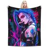 Arcane Vi Jinx Plüschdecke Kinder Flanell Bettwäsche Überwürfe für Couch Sessel Sofa Bett Warm Weich Tagesdecke Geschenkidee