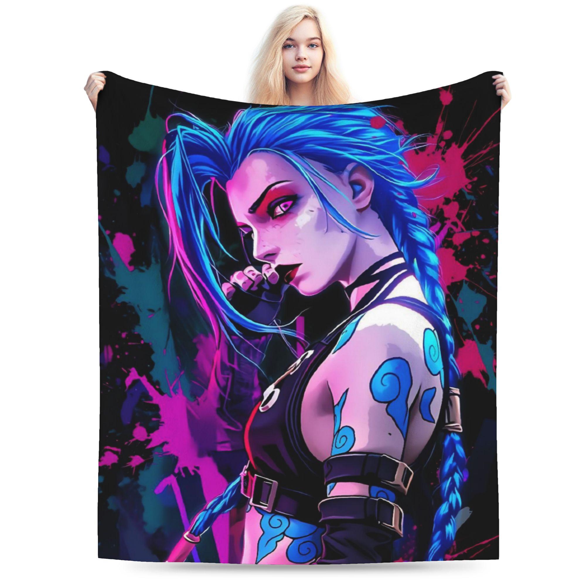 

Arcane Vi Jinx Plush Blanket Children Flannel Bedding Throws For Couch Chair Sofa Bed Warm Soft Bedspread Gift Idea 75x90cm
