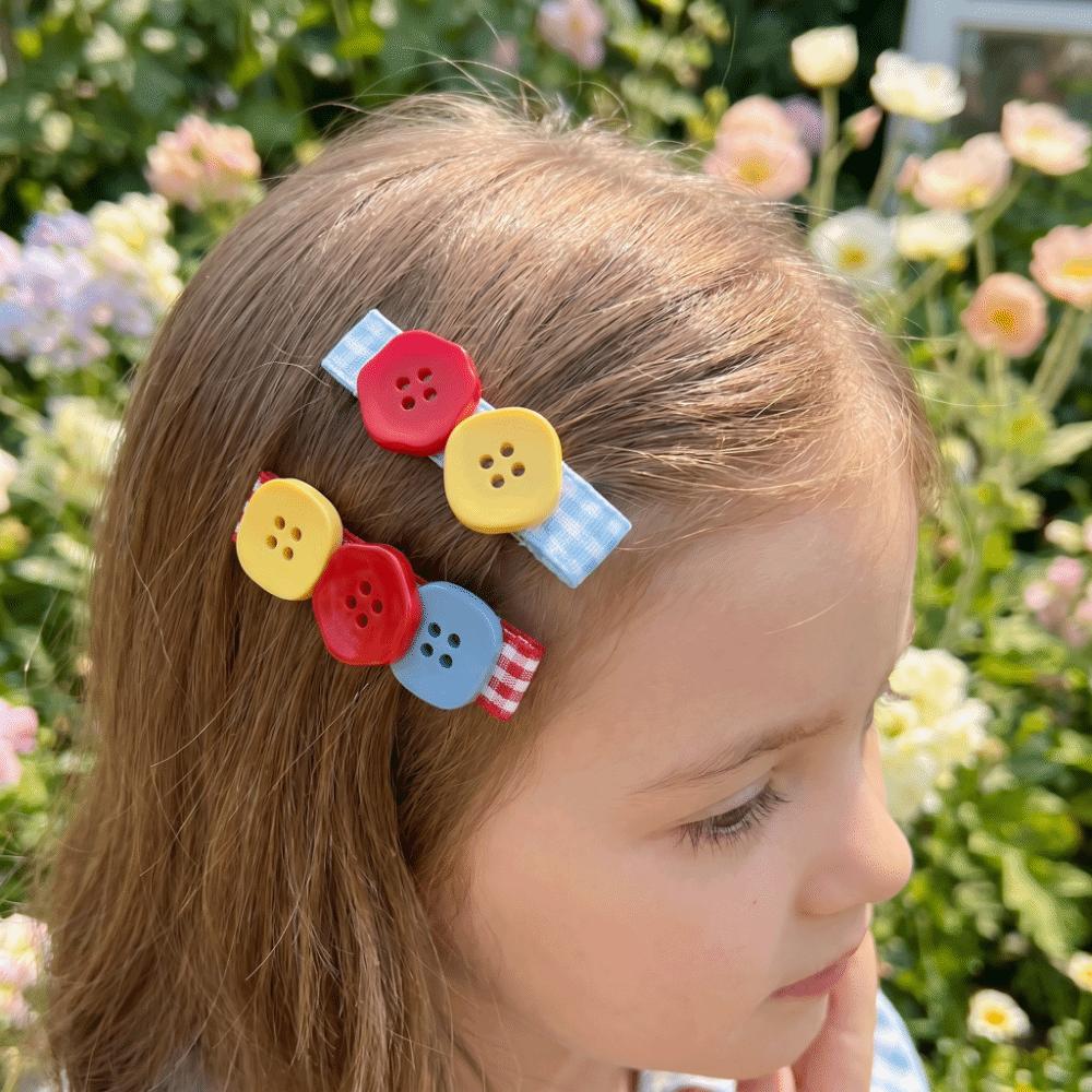2 pcs/set Small and Cute Button Hair Clips Resin Bangs Clip New Duckbill Clips  Travel