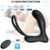 Wireless remote control prostate 10-band male anal anal plug double ring lock fine ring sex toy male prostate massage vibrator