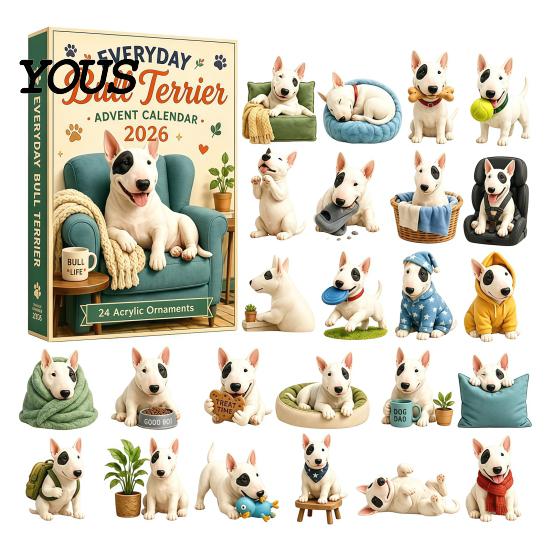 December Daily Holiday Celebration Dog Advent Calendar 2026, 24-Day Christmas Countdown with 24 Acrylic Pet Themed Xmas Present Cute