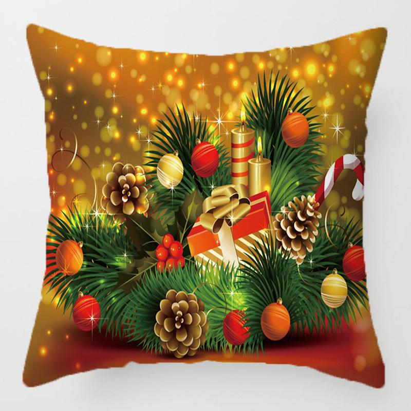Christmas Golden Cartoon Throw Pillow Cover With Short Plush Print For Living Room Sofa Decoration Cushion Cover Pillow Covers