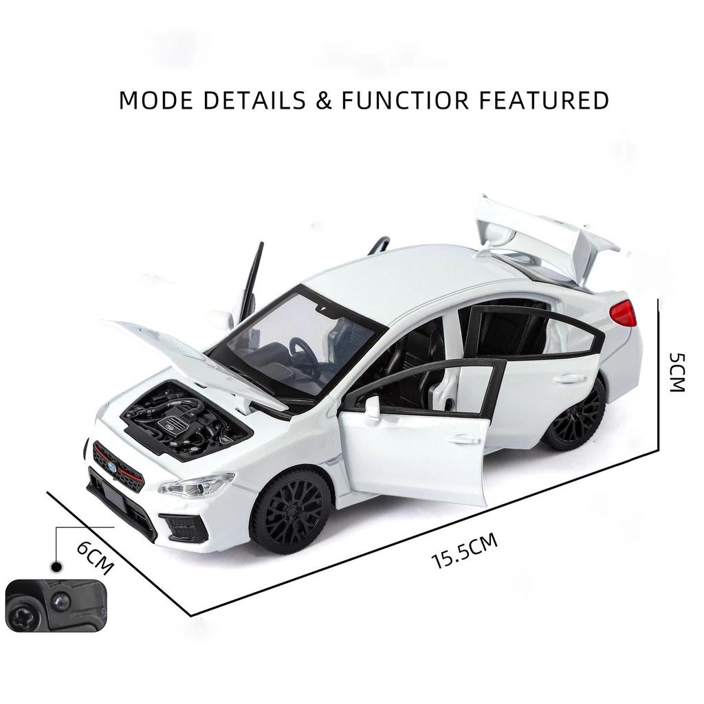 1/30 Subaru STI WRX Alloy Car Model Sound and Light Pull Back Children's Toy Collectibles Birthday Gift