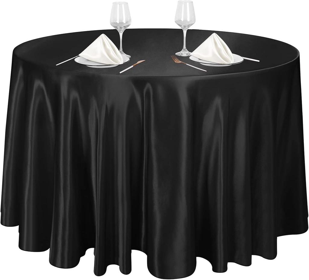 Round Table Cloth Satin Table Cover Gold Polyester for Wedding/Banquet/Restaurant -Silky Satin Dining Soft Table Decorations