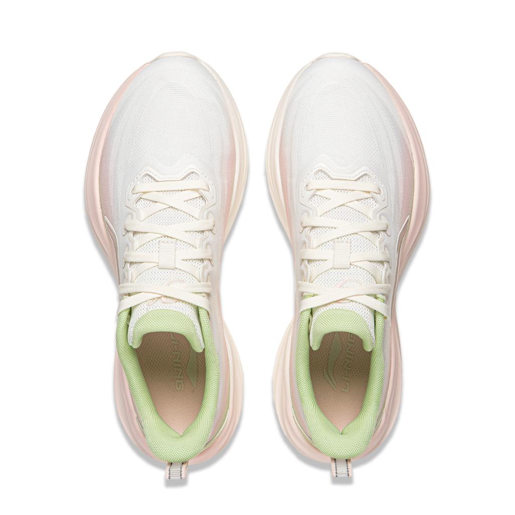 Li Ning Ling Bo 2 Thick Sole Height Increasing Soft Rebound Running Shoes Women Sneakers Cloud-White Pale-Pink Fairy-Green ARSW042-1